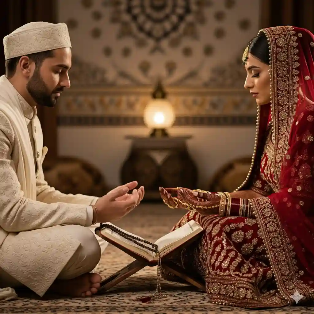 Scholar guiding a couple for marriage Istikhara